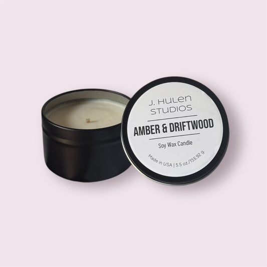 Amber & Driftwood Travel Candle - 5 oz
